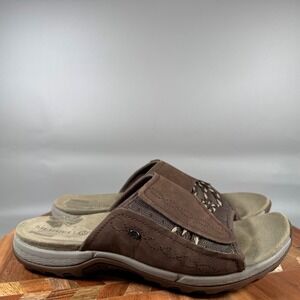Merrell Bracken Brown Leather Athletic Slide Sandals Womens 9 QForm Comfort